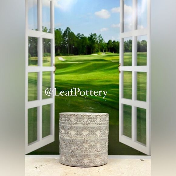 Village Flower (SM) Gray/ Tan Ceramic Planter Pot without drainage hole - Picture 9 of 9